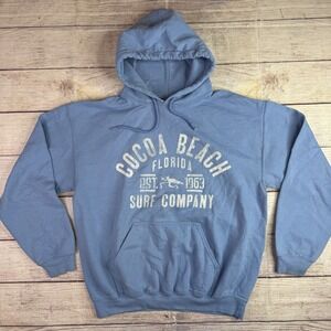 MV Sport Cocoa Beach Hoodie Mens Medium Light‎ Blue Surf Pullover Long Sleeve